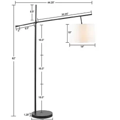 Kirklands Home Floor Lamps|Black Adjustable Arm Modern Floor Lamp White