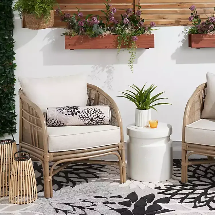 Kirklands Home Outdoor Cushions & Pillows|and Beige Floral Outdoor Bolster Pillow Black