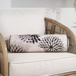 Kirklands Home Outdoor Cushions & Pillows|and Beige Floral Outdoor Bolster Pillow Black