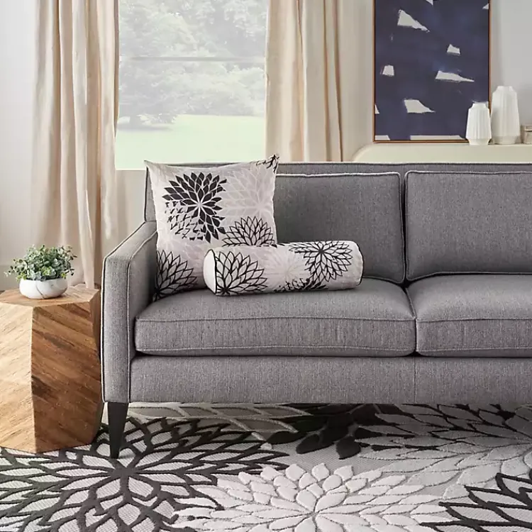 Kirklands Home Outdoor Cushions & Pillows|and Beige Floral Outdoor Bolster Pillow Black