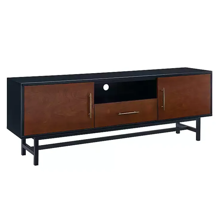 Kirklands Home Tv Stands & Media Consoles|Black and Wood 2-Door Media Cabinet Brown