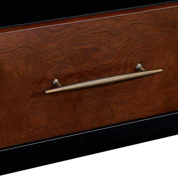 Kirklands Home Tv Stands & Media Consoles|Black and Wood 2-Door Media Cabinet Brown