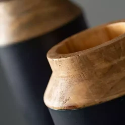 Online Black and Brown Wood Vases, Set of 2 Vases