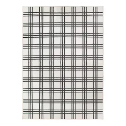 Kirklands Home Area Rugs|Black and Cream Plaid Washable Area Rug, 5x7