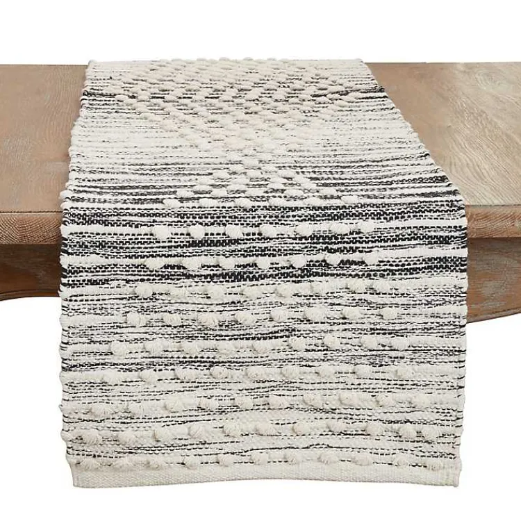 Kirklands Home Table Linens|and Cream Textured Diamonds Table Runner Black