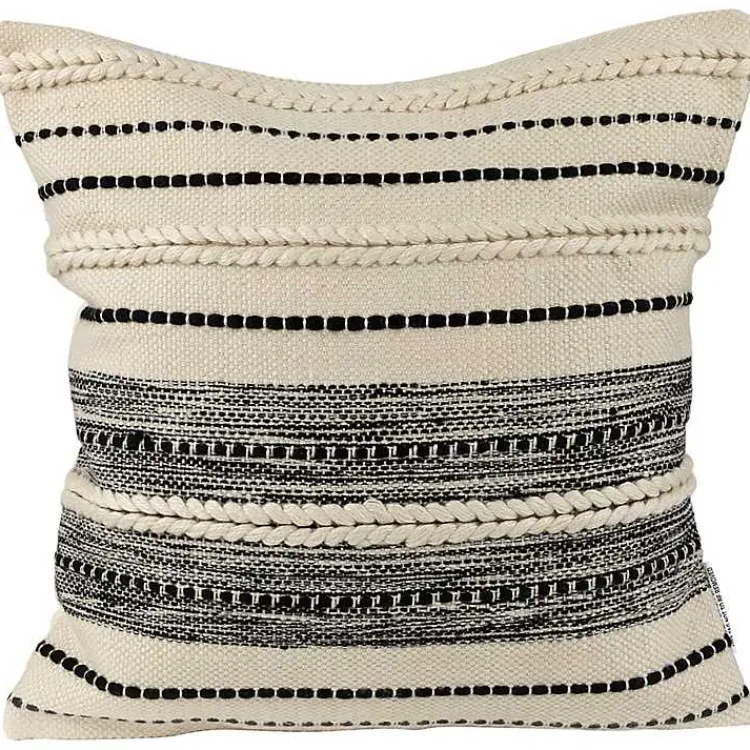 Kirklands Home Outdoor Cushions & Pillows|Black and Cream Twisted Indoor/Outdoor Pillow