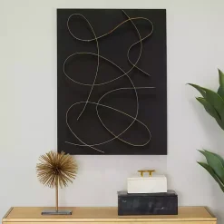 Kirklands Home Wall Plaques|Black and Gold Abstract Wall Plaque
