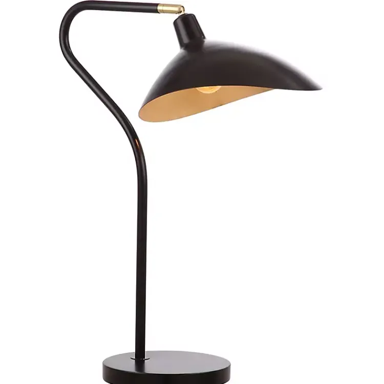 Kirklands Home Table Lamps|Black and Gold Curved Neck Giselle Task Lamp
