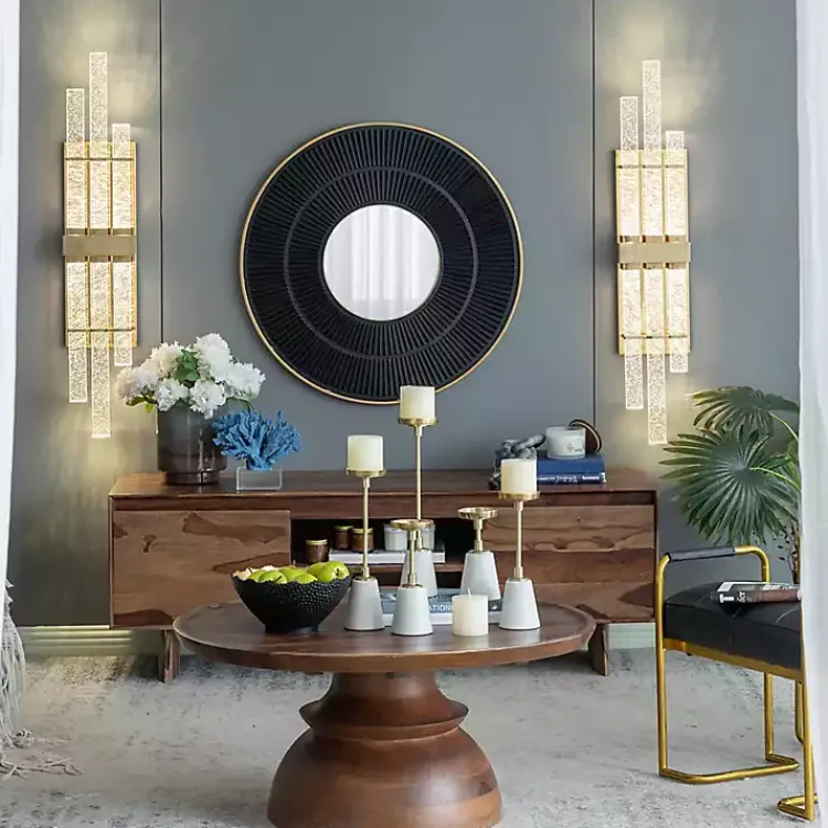 Kirklands Home Decorative Mirrors|and Gold Double Ribbed Wall Mirror Black