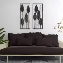 Kirklands Home Wall Plaques|Black and Gold Metal Leaves Wall Plaque