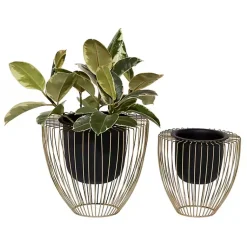 Kirklands Home Planters|Black and Gold Open Frame Planters, Set of 2