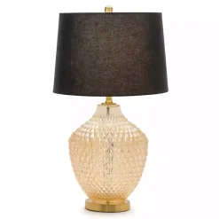 Kirklands Home Table Lamps|Black and Gold Textured Glass Table Lamp