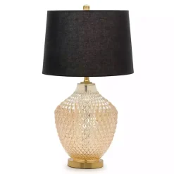 Kirklands Home Table Lamps|Black and Gold Textured Glass Table Lamp