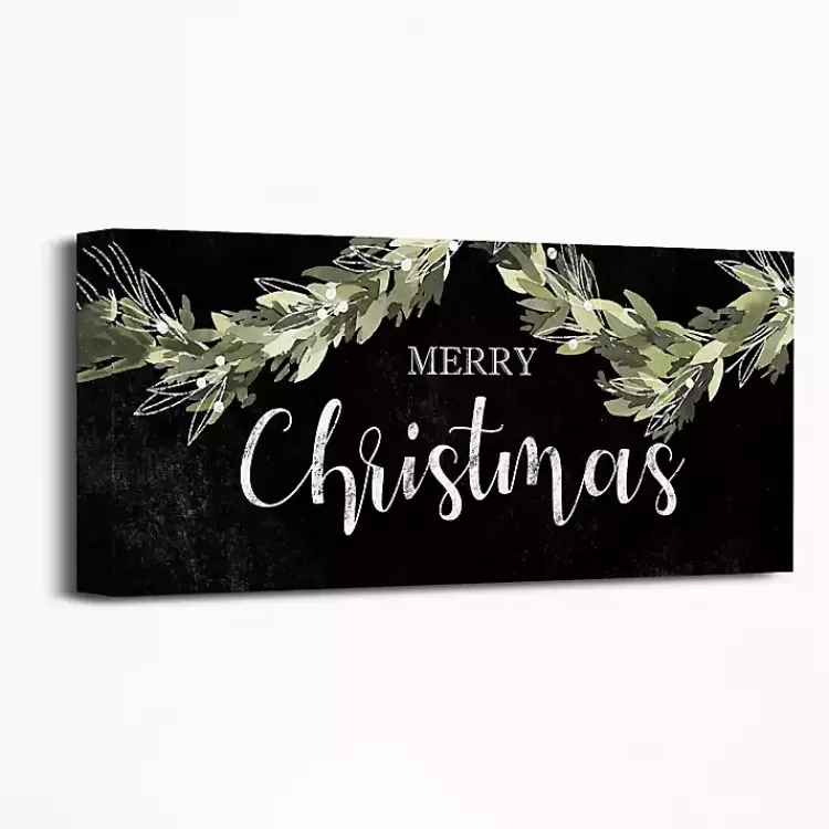 Online Black and Green Merry Christmas Canvas Art Print Christmas Art & Wall Decor