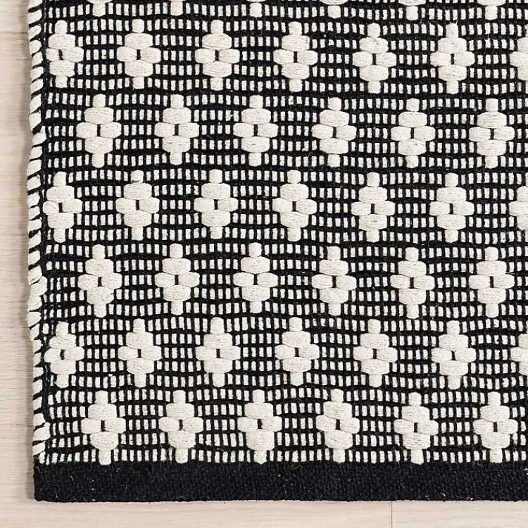 Kirklands Home Area Rugs|Black and Ivory Dainty Diamond Area Rug, 5x8