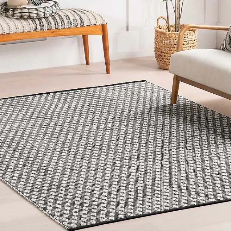 Kirklands Home Area Rugs|Black and Ivory Dainty Diamond Area Rug, 5x8