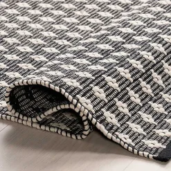 Kirklands Home Area Rugs|Black and Ivory Dainty Diamond Area Rug, 4x6