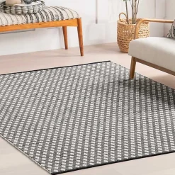 Kirklands Home Area Rugs|Black and Ivory Dainty Diamond Area Rug, 4x6