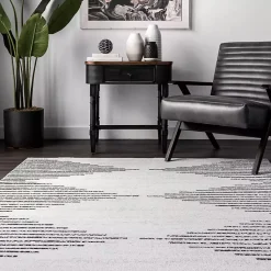 Kirklands Home Area Rugs|Black and Ivory Diamond Washable Runner