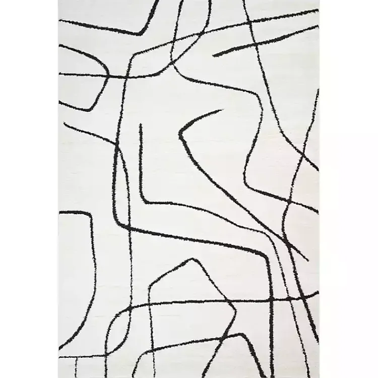 Kirklands Home Area Rugs|Black and Ivory Monotone Geo Area Rug, 5x7