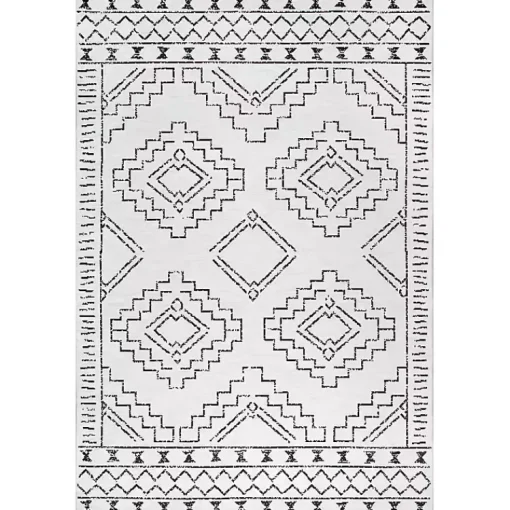 Kirklands Home Accent Rugs|Black and Ivory Moroccan Washable Runner