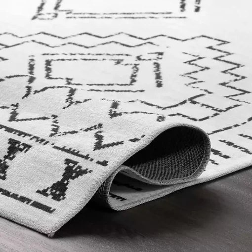Kirklands Home Accent Rugs|Black and Ivory Moroccan Washable Runner