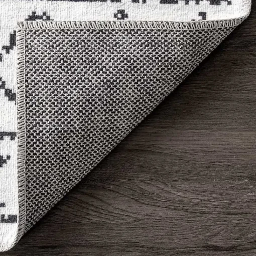 Kirklands Home Accent Rugs|Black and Ivory Moroccan Washable Runner