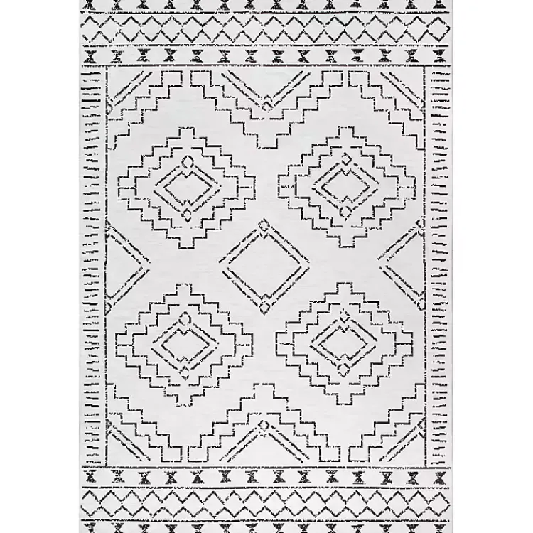 Kirklands Home Area Rugs|Black and Ivory Moroccan Washable Area Rug, 3x5