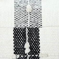 Sale Black and Ivory Textured Plaid Pouf Poufs & Floor Cushions