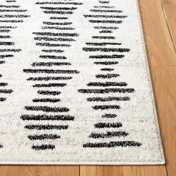 Kirklands Home Area Rugs|Black and Ivory Tulum Geometric Runner, 2x8