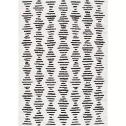 Kirklands Home Area Rugs|Black and Ivory Tulum Geometric Area Rug, 5x7