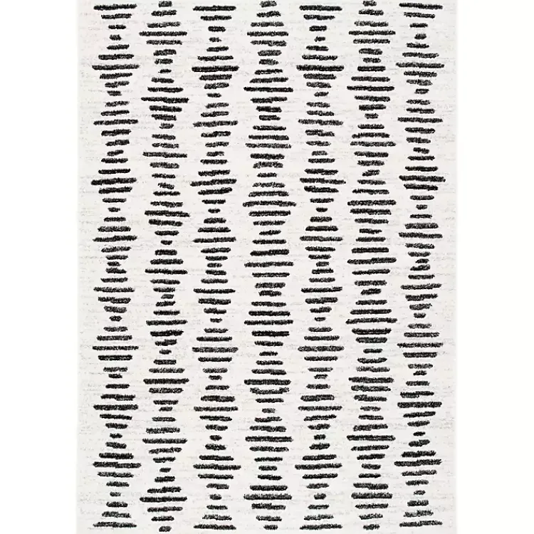Kirklands Home Area Rugs|Black and Ivory Tulum Geometric Area Rug, 5x7