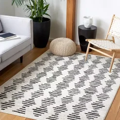 Kirklands Home Area Rugs|Black and Ivory Tulum Geometric Area Rug, 5x7