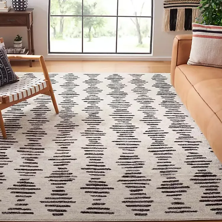 Kirklands Home Area Rugs|Black and Ivory Tulum Geometric Area Rug, 8x10