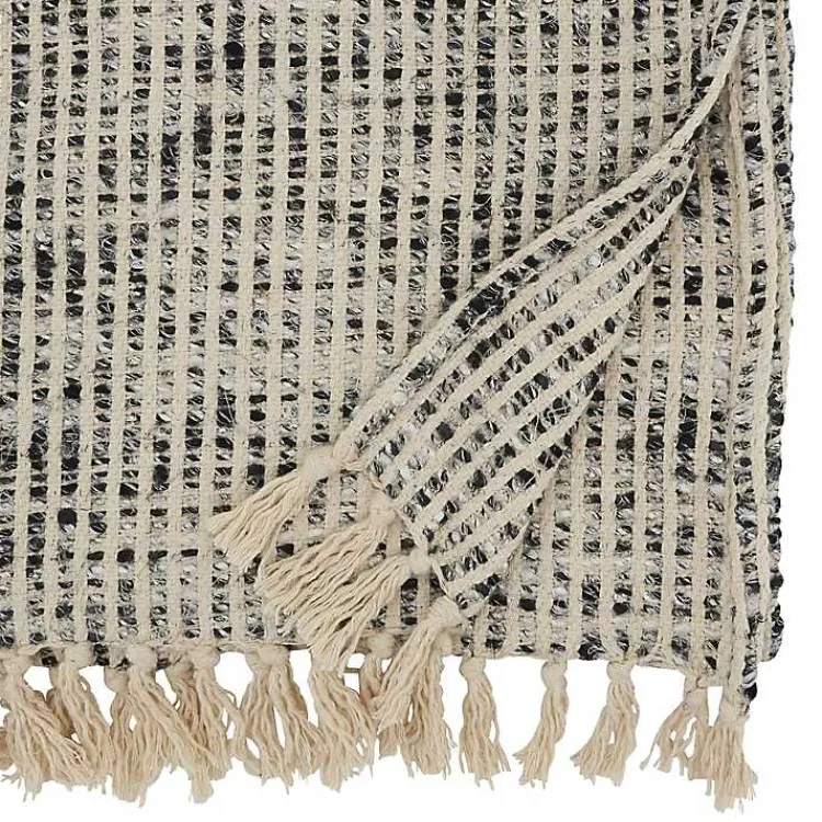 Kirklands Home Table Linens|Black and Ivory Woven Stripe Table Runner