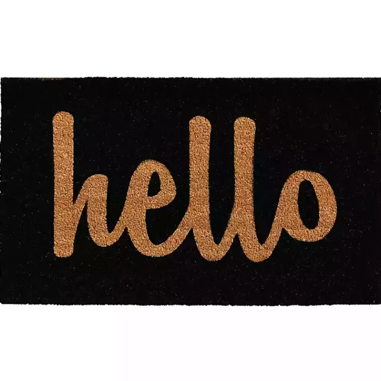 Kirklands Home Doormats|Black and Natural Coir Hello Doormat, 36x24 in.