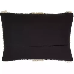 Outlet Black and Natural Pom Pom Stripe Lumbar Pillow Pillows