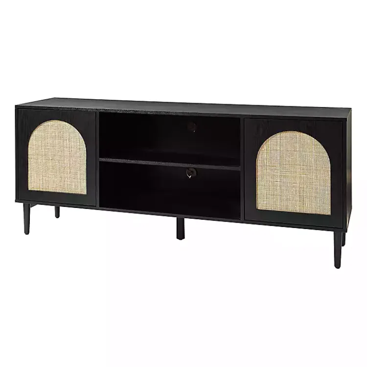 Kirklands Home Tv Stands & Media Consoles|and Natural Rattan Media Cabinet Black