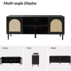 Kirklands Home Tv Stands & Media Consoles|and Natural Rattan Media Cabinet Black