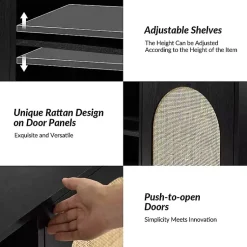 Kirklands Home Tv Stands & Media Consoles|and Natural Rattan Media Cabinet Black