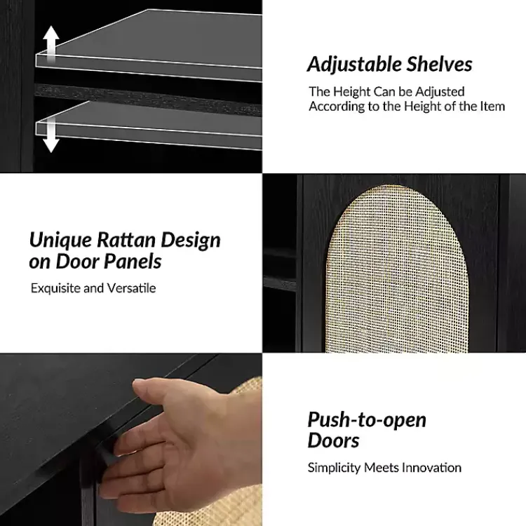 Kirklands Home Tv Stands & Media Consoles|and Natural Rattan Media Cabinet Black