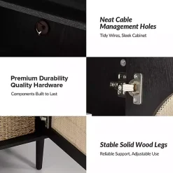 Kirklands Home Tv Stands & Media Consoles|and Natural Rattan Media Cabinet Black