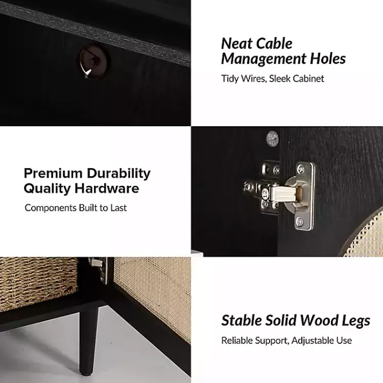 Kirklands Home Tv Stands & Media Consoles|and Natural Rattan Media Cabinet Black