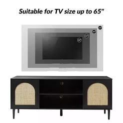 Kirklands Home Tv Stands & Media Consoles|and Natural Rattan Media Cabinet Black