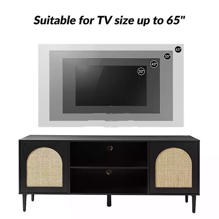 Kirklands Home Tv Stands & Media Consoles|and Natural Rattan Media Cabinet Black