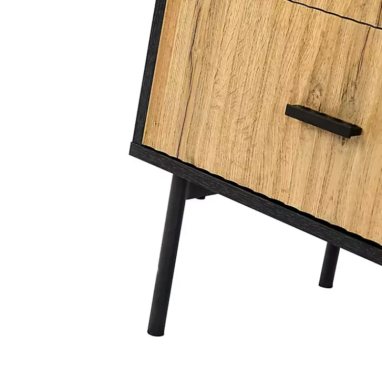 Kirklands Home Nightstands|Black and Natural Wood 2-Drawer Nightstand