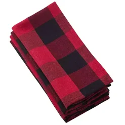 Kirklands Home Table Linens|Black and Red Buffalo Check Napkins, Set of 4