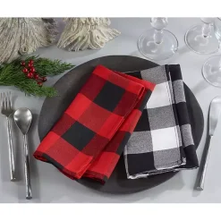 Kirklands Home Table Linens|Black and Red Buffalo Check Napkins, Set of 4