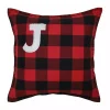 Outlet Black and Red Buffalo Plaid Monogram J Pillow Monogram Seasonal Decor