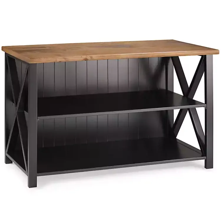 Kirklands Home Console Tables|Black and Rustic Oak Wood Farmhouse Console Table